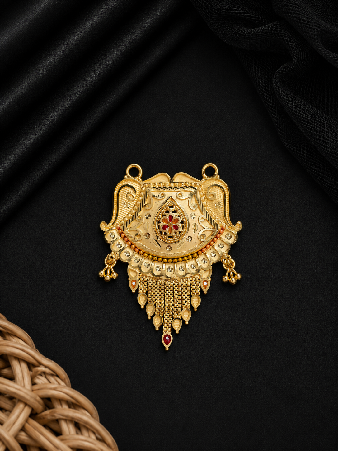 traditional gram gold plated mangalsutra pendant
