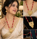 Royal Red Beads Long Mangalsutra | Micro-Plated Gold Designer Pendant | Moon Light Jewellery