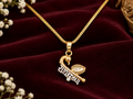 Custom Radha Krishna Name Pendant with One Gram Gold Chain | Peacock Design Locket