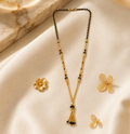 Long-Lasting Micro Gold Plated Tassel Mangalsutra | Daily Wear Black Beads Chain
