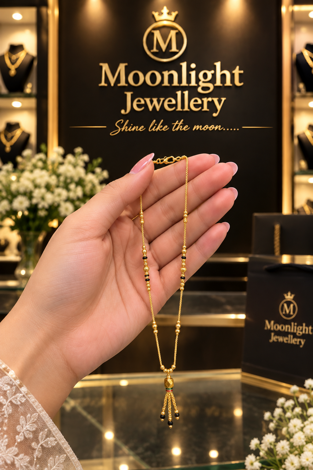 Long-Lasting Micro Gold Plated Tassel Mangalsutra | Daily Wear Black Beads Chain