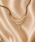Fancy Gold Plated American Diamond AD Short Mangalsutra | Light Weight Daily Use Jarcon Work Chain for Office & Festive Wear