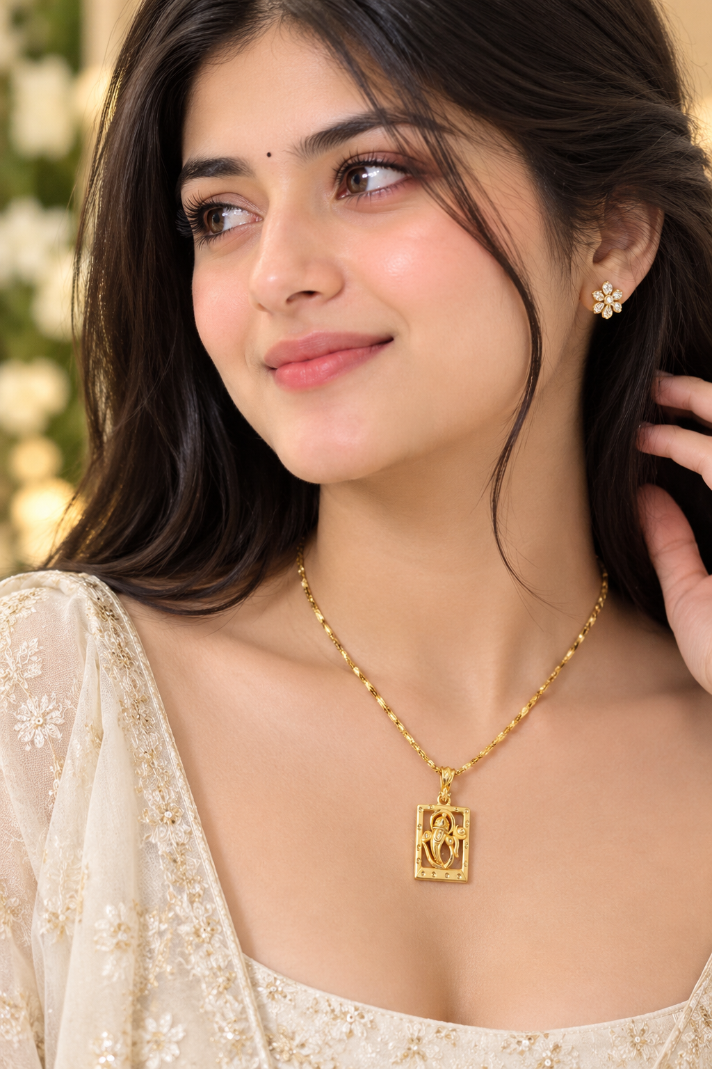 Gold Plated Lord Ganesha Pendant with Chain | Religious Ganpati Locket for Men & Women