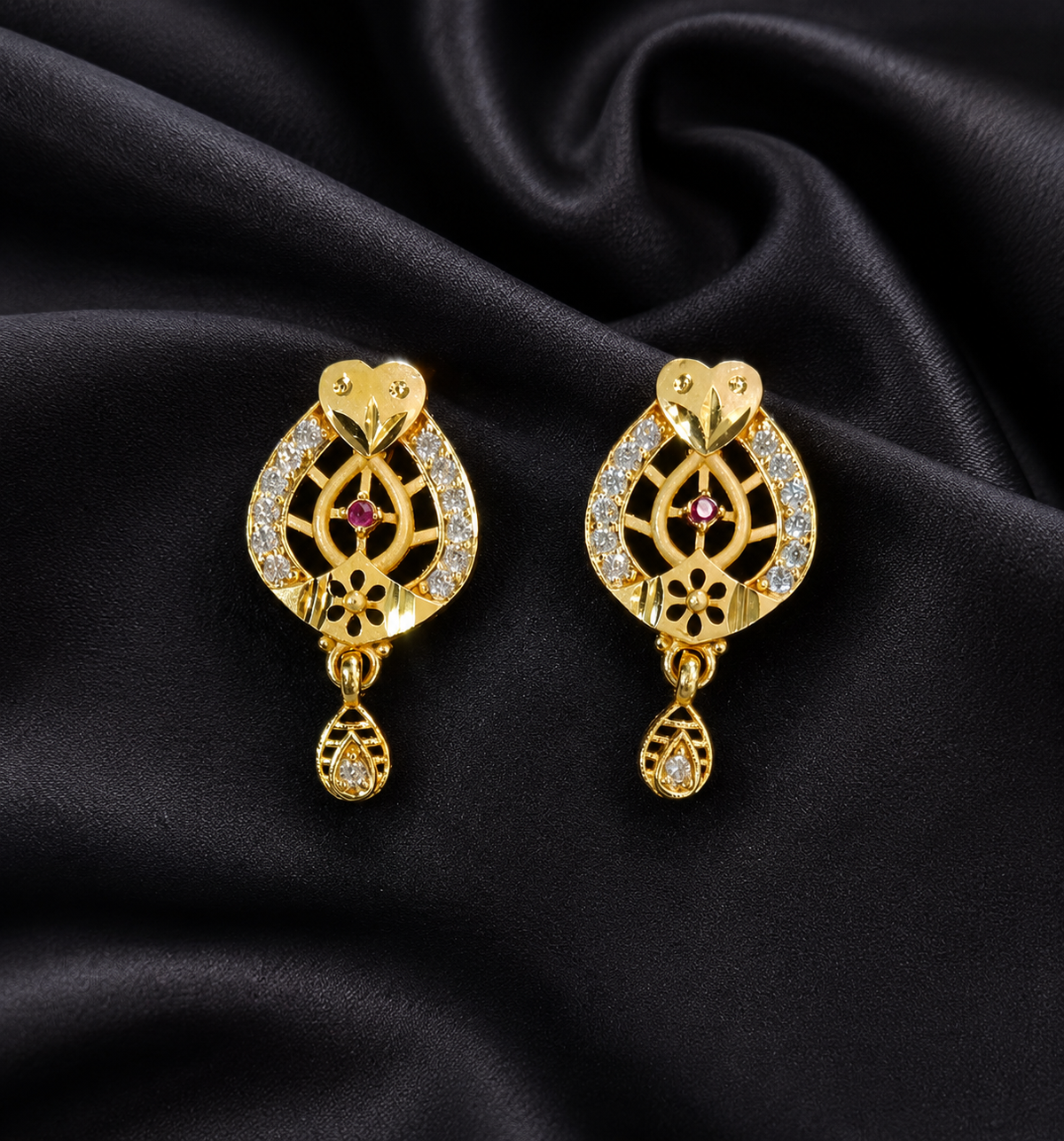 Fancy Gold Plated Meenakari Stud Earrings | Elegant Daily Wear Tops for Women